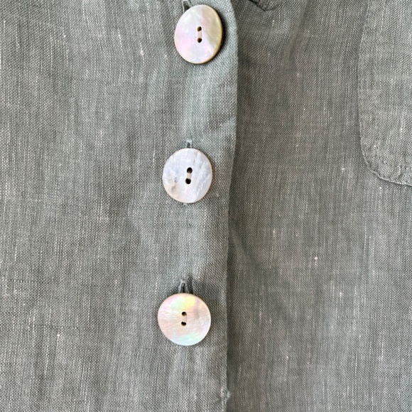 J.Jill Linen Woven Sage Tunic Relaxed Fit Blouse Summer V Neck Top Pocket Size L - Picture 5 of 10